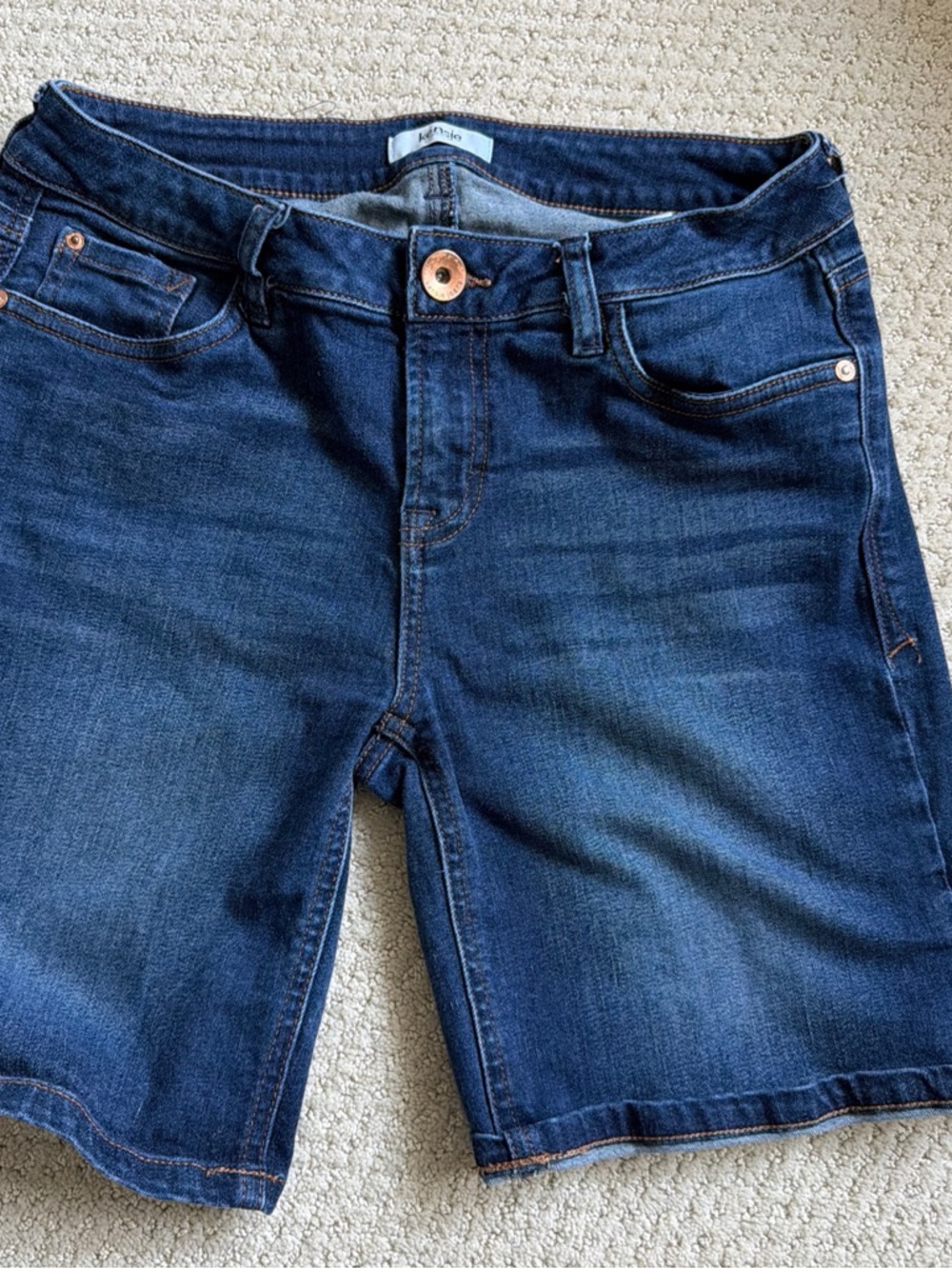 Kensie Dark Blue Denim Shorts with Contrast Stitching